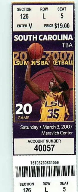 Ticket College Basketball South Carolina 2006 - 07  3.3 - LSU Tigers
