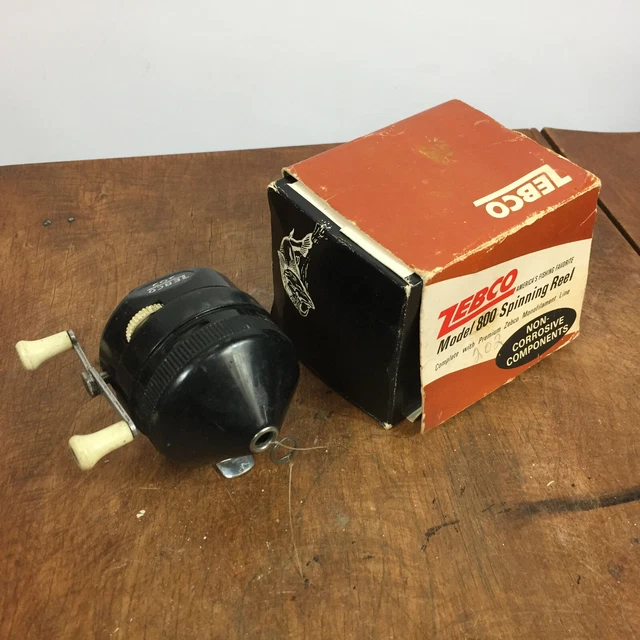 RARE VINTAGE ZEBCO 202 Push Button Spinning Reel Fishing Box Spin Cast