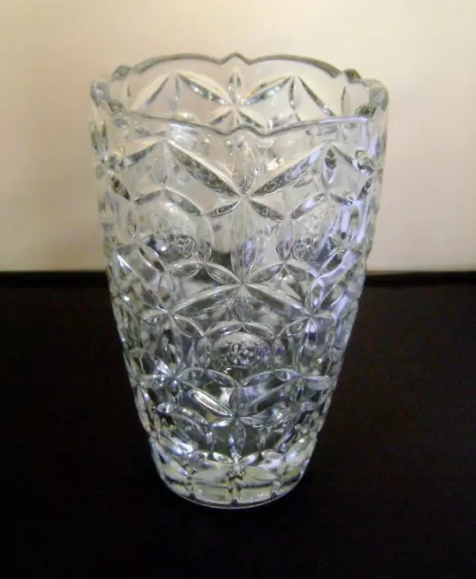 Beautiful Large Heavy Vintage Pressed Glass Vase: 25 cm high  2.6 kg