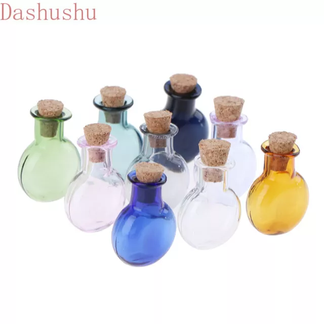 9PC 1:12 Scale Dollhouse Miniature Glass Bottles Cork Jars Glassware Accessories