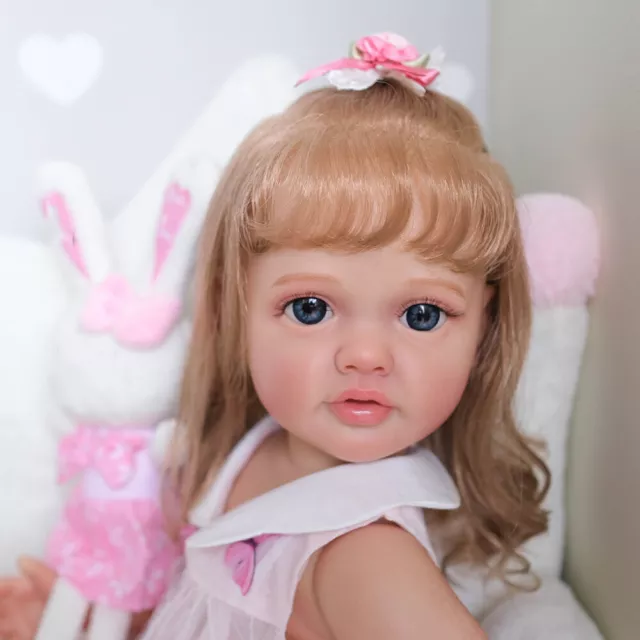 55cm Reborn Doll Cute Newborn Toddler Girl Doll Rooted Wigs Full Body Waterproof