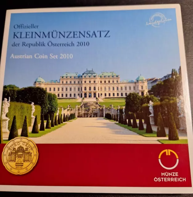 *** EURO KMS ÖSTERREICH 2010 HGH Handgehoben Kursmünzensatz im Folder Austria **