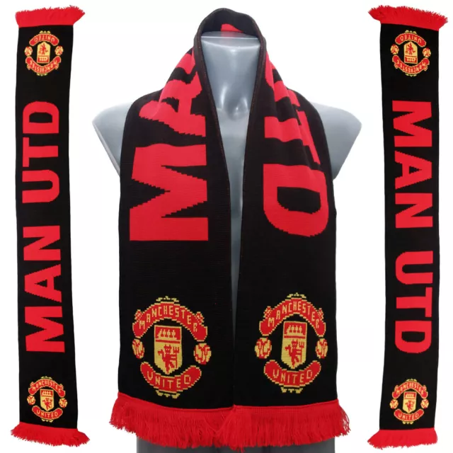 Manchester United FC Scarf First Team Design Knitted Jacquard Official Product