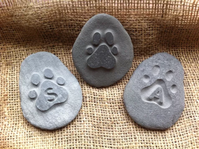Handmade & carved Pet memorial pebble, garden, unique, plaque, cat, dog