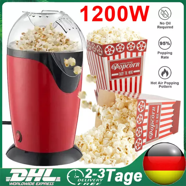 NEU Popcornmaschine Popcorn Maker 1200W Heißluft Popcorn/Mais Gerät ohne Fett/Öl