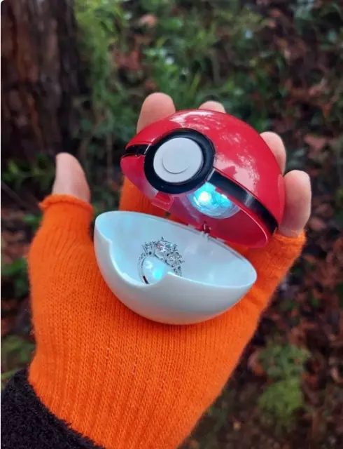 Ring Holder Pokeball Lightup LED Box Prop Gift Poke Ball Loveball Love Wedding E
