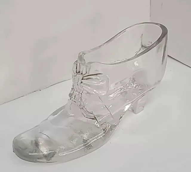 Vintage Mosser Clear Glass Bow Pattern Slipper Shoe