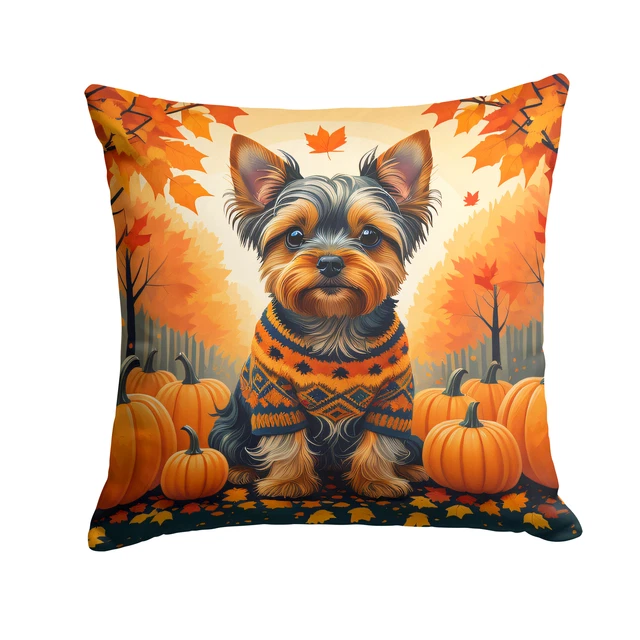 Yorkshire Terrier Fall Fabric Decorative Pillow DAC1081PW1414