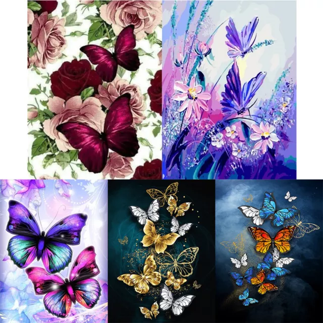 Canvas DIY Color Butterfly Hand Painted Drawing Artwork Oil Kit Paint By Numbers