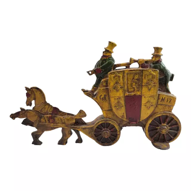 Vintage Cast Iron DOOR STOP London Royal Mail Carriage Stage Coach Double Sided