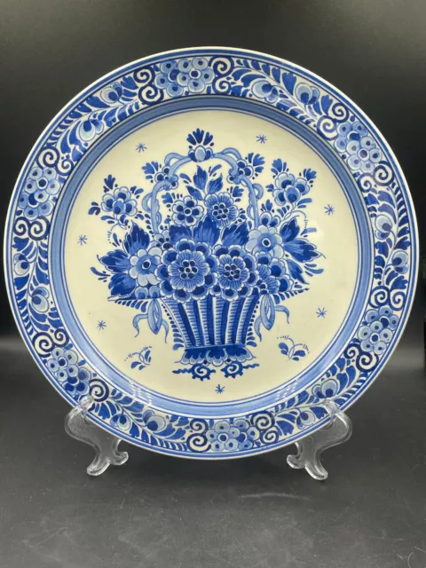 Vintage Ceramic Royal Delft Blauw Wall Plate Plate Holland Flowers Hand Painted