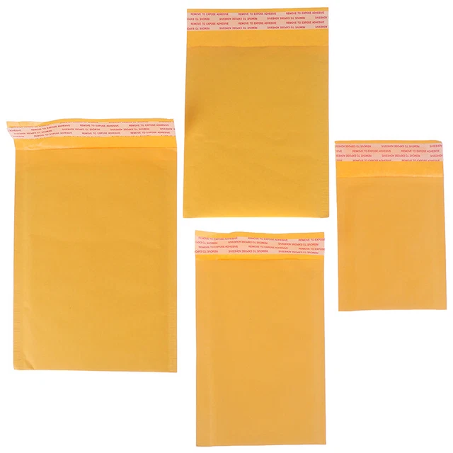 10pcs Yellow Kraft Bubble Mailers Padded Envelopes Self Seal Shipping B^DS BII
