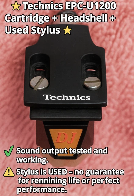 TECHNICS EPC-U1200 CARTRIDGE w/ Headshell & Used Stylus Japan
