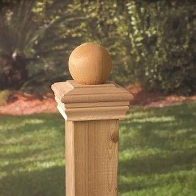 Deckorators 4 pulgadas x 4 pulgadas Newport Bola Top Secoya Mazo Poste Gorra Deckorators 4 pulgadas x 4 pulgadas Newport Bola Top Secoya Mazo Poste Gorra