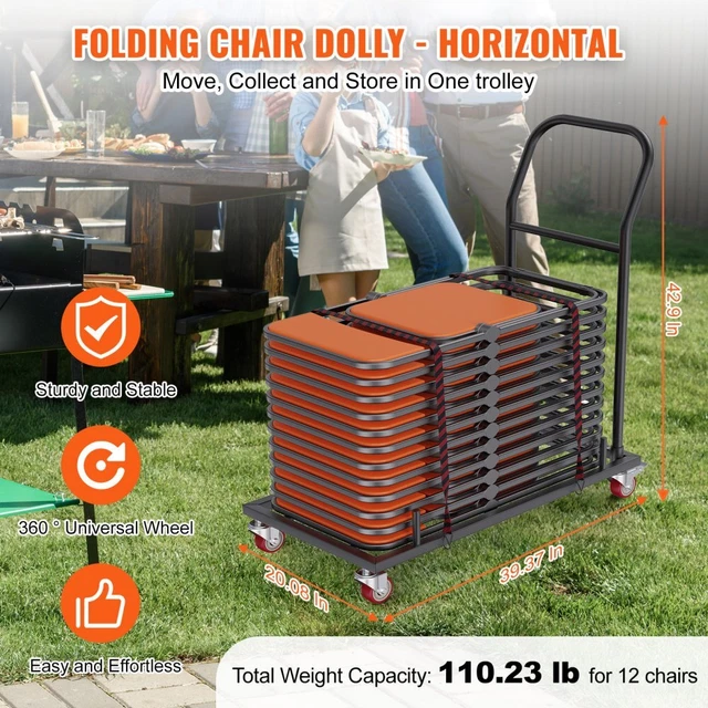Furniture Dolly Folding Hand Truck, Heavy Duty Dolly Cart For Moving, 550 LBS Hand Truck With 6 Wheels 2 Ropes For Luggage Moving Shopping Office Use Hand Truck Dolly