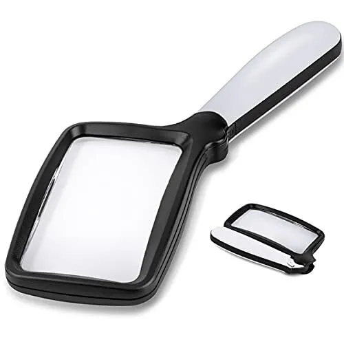 Folding Handheld Magnifying Glass with Light, 3X Large Rectangle Reading