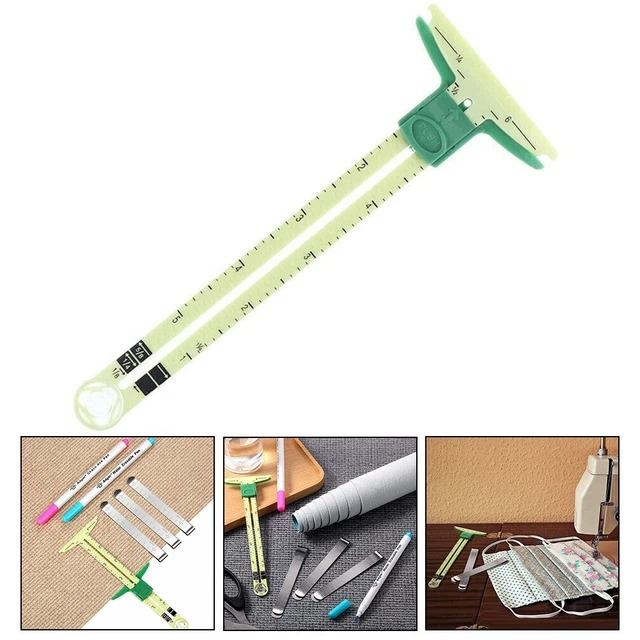 Règle De Couture En Aluminium Avec Jauge Coulissante - Outil De Mesure Pour Ourlets, Boutonnières Et Quilting