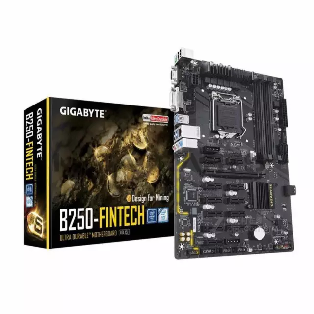 Gigabyte GA-B250-FINTECH  A1151 ATX 12 PCIe 3.0 12 GPU Motherboard 1PC #Y1