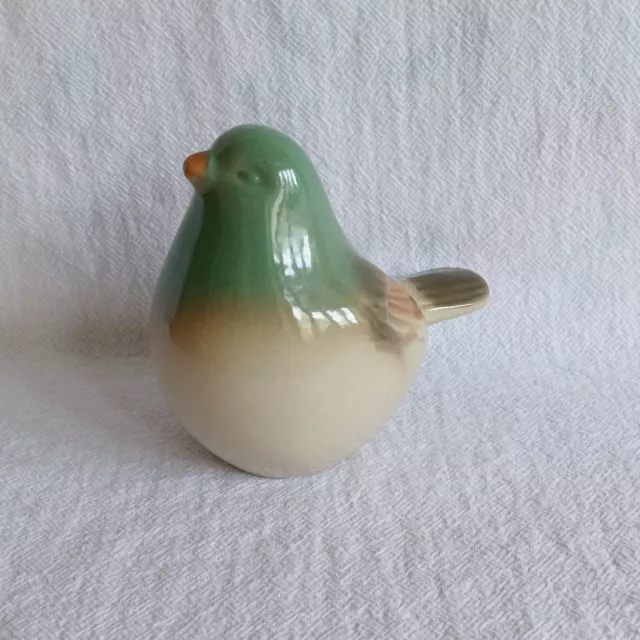 Bird Figurine Ceramic Green and Brown Earth Tones Unbranded