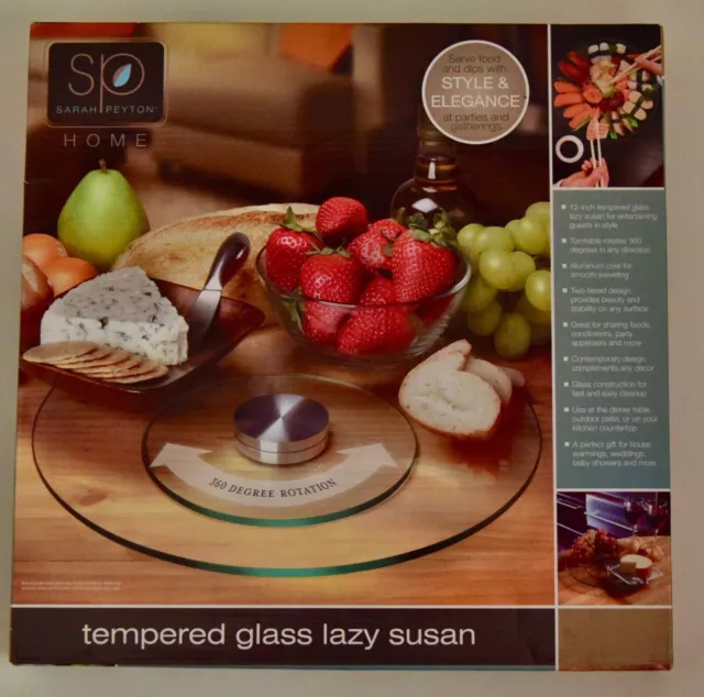 Sarah Peyton Home  Lazy Susan 360* degree rotation  tempered Glass 12” NEW