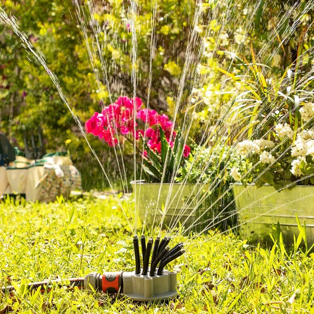 Arroseur De Jardin Relaxdays 360° - Portée 11m - Piquet Métal - Pour Pelouse Et Fleurs