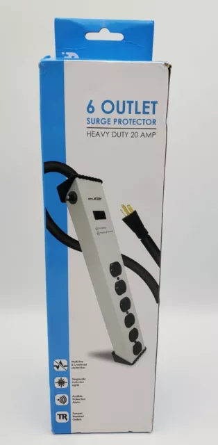 Desurge HD Surge Power Strip 6-Outlet 20 Amp with Lighted Switch 12 Ft. Cord