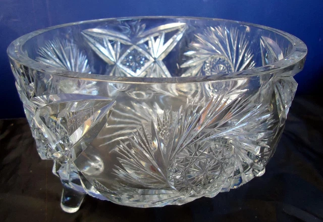 ABP Cut Glass Tri Footed 7 5/8" Bowl - Butterflies Hobstars #7