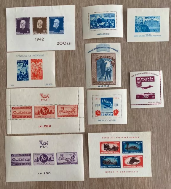 Magnifique lot de timbres neufs ROUMANIE, blocs 1942 à 1946, belle valeur