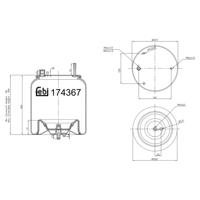 Federbalg, Luftfederung FEBI BILSTEIN 174367 für VOLVO, Hinterachse