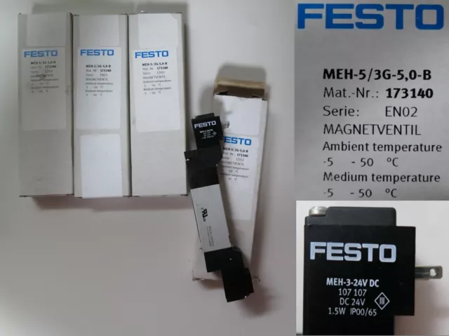 Festo MEH-5/3G-5,0-B Mat.-Nr.: 173140  Magnetventil 25-2 #2422