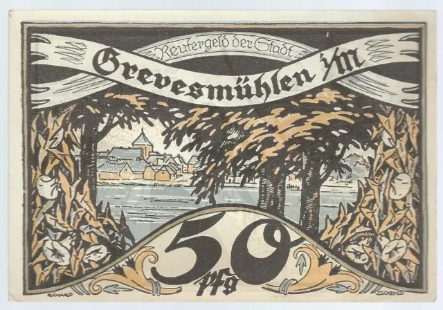 Notgeld - Grevesmühlen - Reutergeld - Stadt Grevesmühlen - 50 Pfennig - 1922