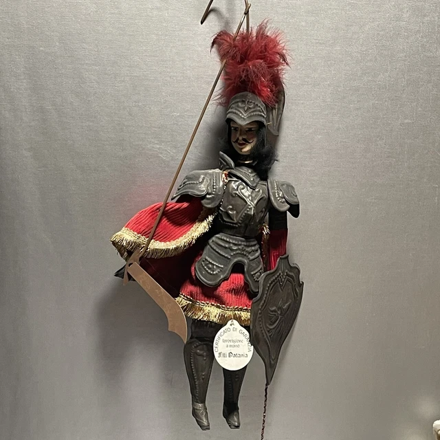 Marionnette De Théâtre F.Montoro, Sicile, Bois Et Armure Métal, Articulée, Vintage