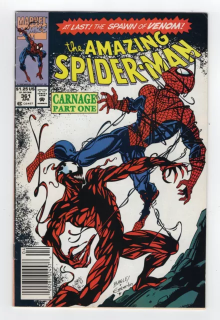1992 Marvel Amazing Spider-Man #361 1St Appearance Of Carnage Key Rare Newsstand