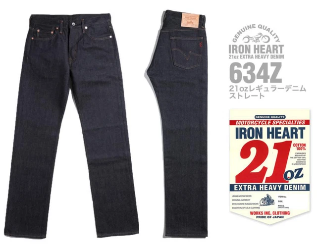 IRON HEART 634Z 21oz Extra Heavy Denim Jeans Straight Motorcycle 