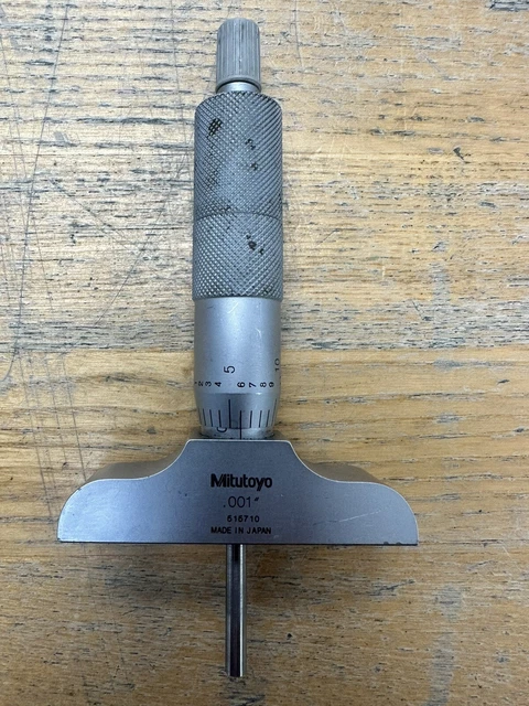 Mitutoyo Vernier Depth Gauge, Micrometer Type, 0-1" Range, 0.001" Grads