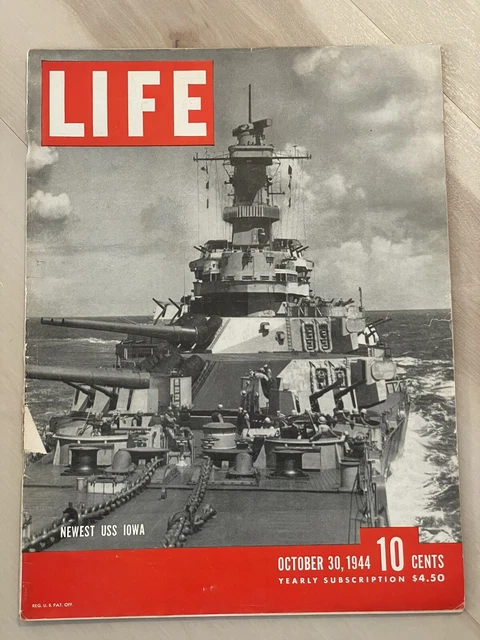 Uss Magazine LIFE MAGAZINE WWII USS Iowa Battleship Omaha Beach Pres Election ...