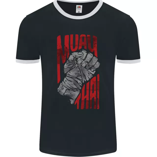 Muay Thai Fighter Fist MMA Martial Arts Mens Ringer T-Shirt FotL