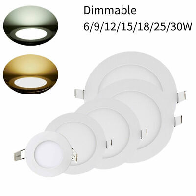 Dimmable Recessed Led Panel Light Ceiling Downlight Lamp 6/9/12/18/30W 110V 240V