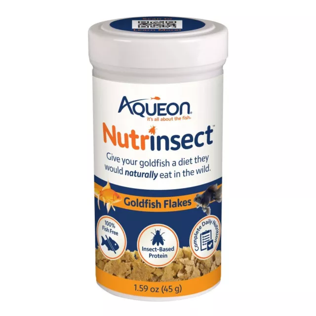 Aqueon Nutrinsect Goldfish Flakes 1.59 oz Natural Insect Protein Fish Food