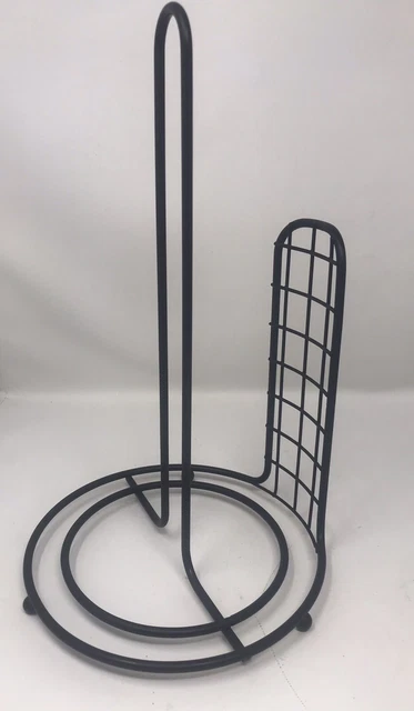 Soporte para toallas de papel estilo rejilla de alambre de metal negro