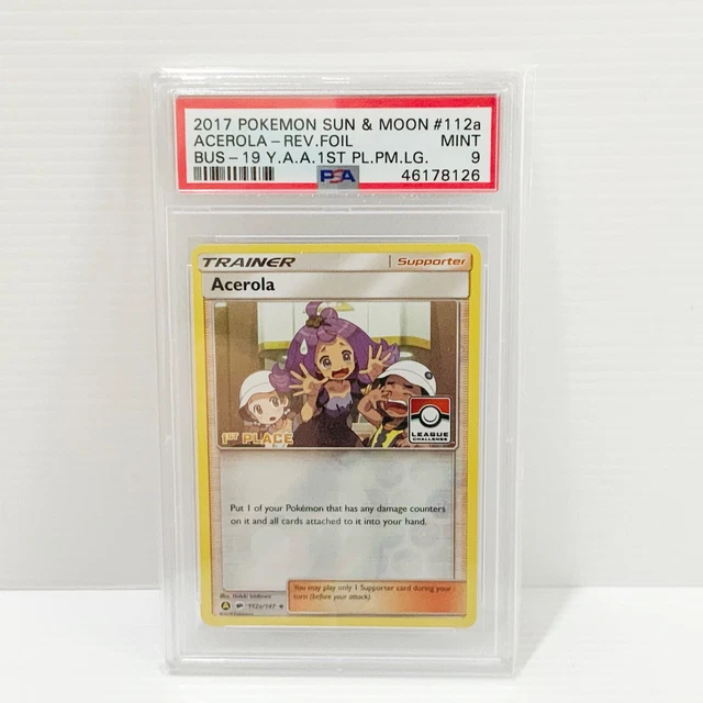Acerola 1st Place Trainer 112A/147 - Pokemon League  Challenge Graded Card PSA 9