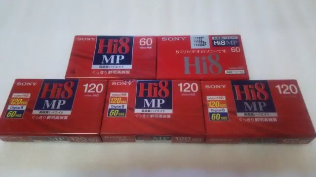 Lot of 5 Sony Hi8 MP Camcorder Tape (60 Min.x2 and 120 Min.x3)