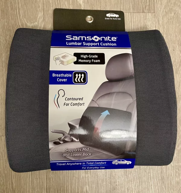 💫Samsonite Memory  Foam Lumbar Pillow Cushion Office Chair Car Seat Lower Back✅