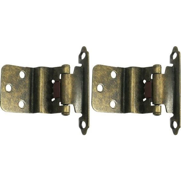(10)LAUREY ANTIQUE BRASS SelfClosing Overlay Hinge with Wood Screws