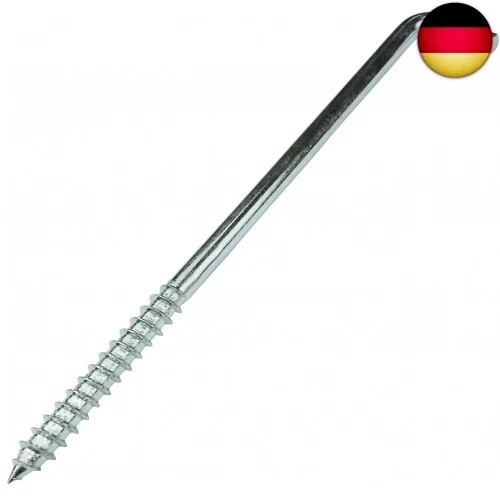 AERZETIX Schraubhaken L-Form – 10 Stück Verzinkte Haken Zum Aufhängen (8x100mm)