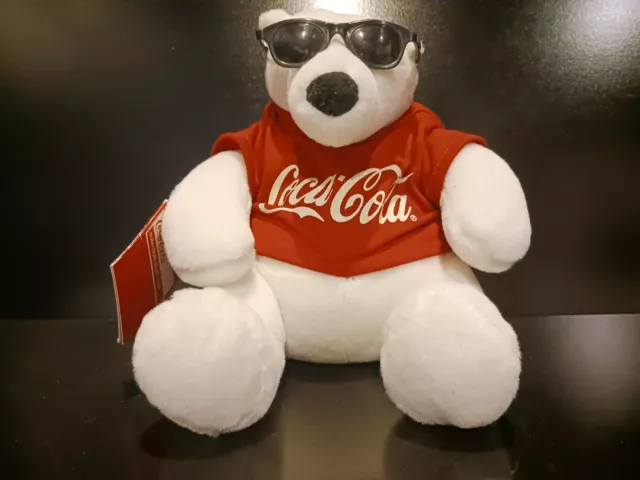 2014 Coca Cola coke Polar Bear With Glasses and shirt 9" Collectable gift