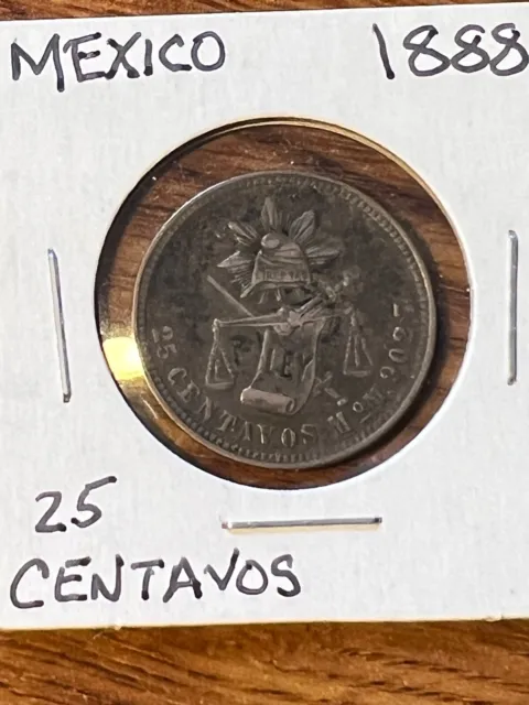 Mexico 1888 25 Centavos..high Grade..