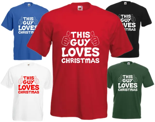 This Guy Loves Christmas Funny T Shirt Xmas Gift Tee Comedy Present Top Hands
