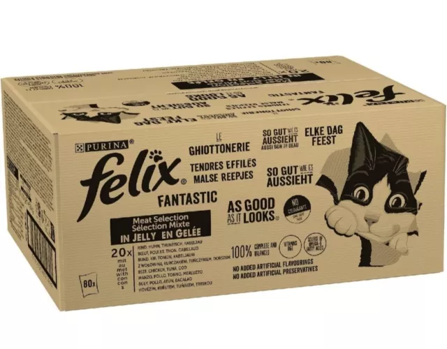 Purina Felix Le Ghiottonerie Cibo Umido per Gatti 80 buste x 85g gatto adulto