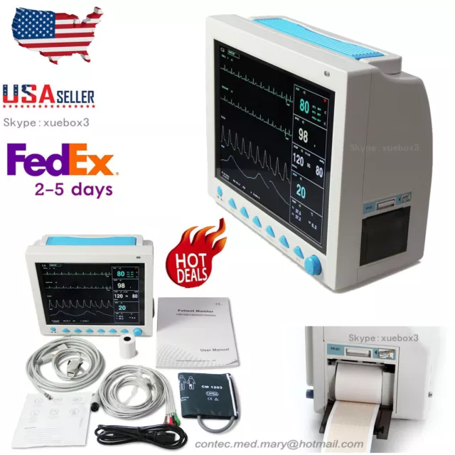 CONTEC ICU CCU Patient Monitor with printer Multi-Parameter CMS8000 NEW Fedex US